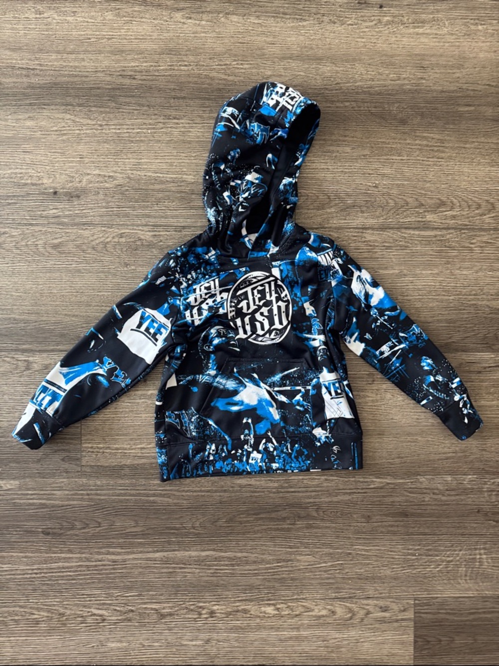 Jey Uso YEET WWE Kids Blue & Black Graphic Hooded Jacket